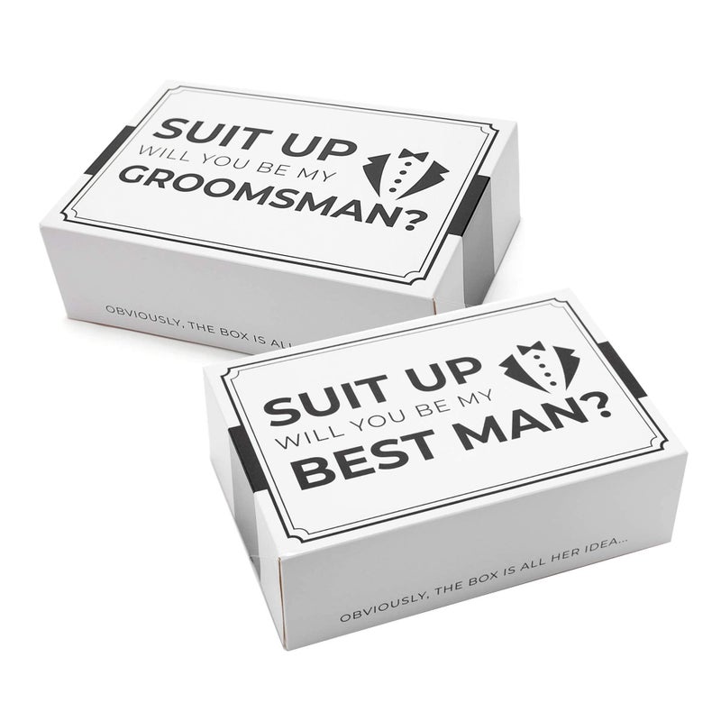 Pop Fizz Designs Groomsmen Box (6 pack) Groomsman Gift I Groomsmen Proposal Box | Groomsmen Gift Box Set | Will You Be My Groomsman? | Will You be My Best Man? | Tuxedo Style - Image 1